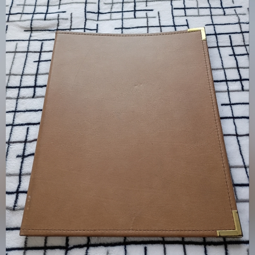 Brown Leather Portfolio with Gold Accents FLAWS
